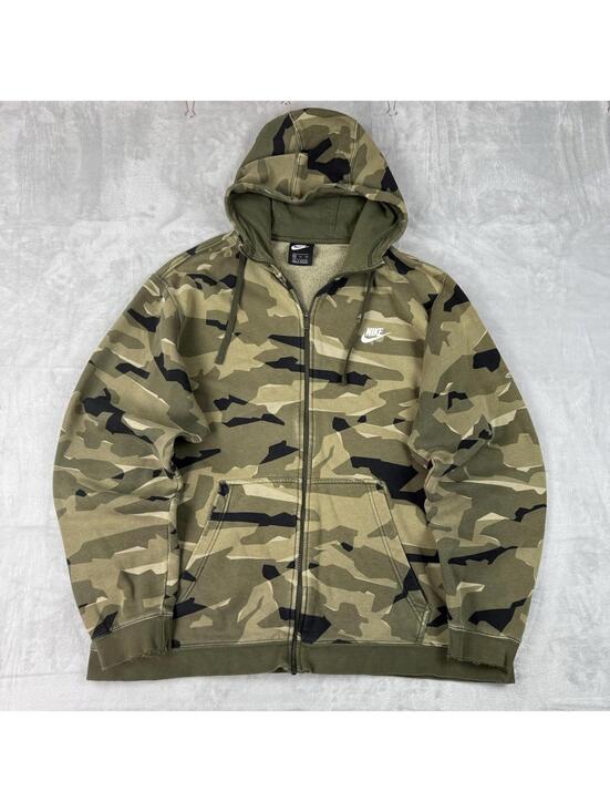 Nike Other - Y2K Nike Camouflage Full Zip Men Size 2XL Distressed Relax Fleece Pockets Camo